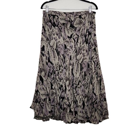 Vintage y2k Skirt Midi Maxi Medium Viscose Reversible Black White Art Nature - Picture 1 of 5
